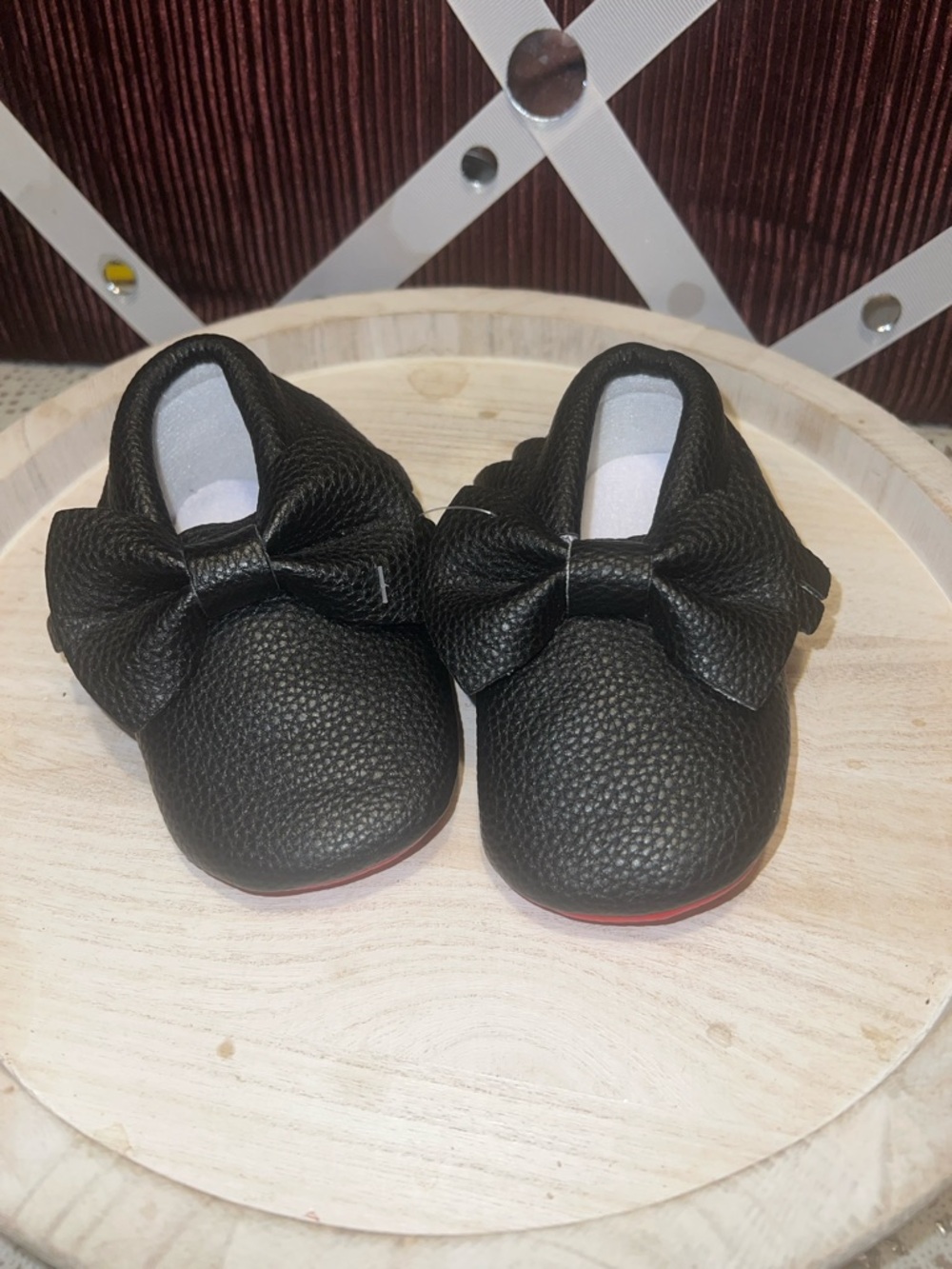 Kids Black Bow Baby Shoes